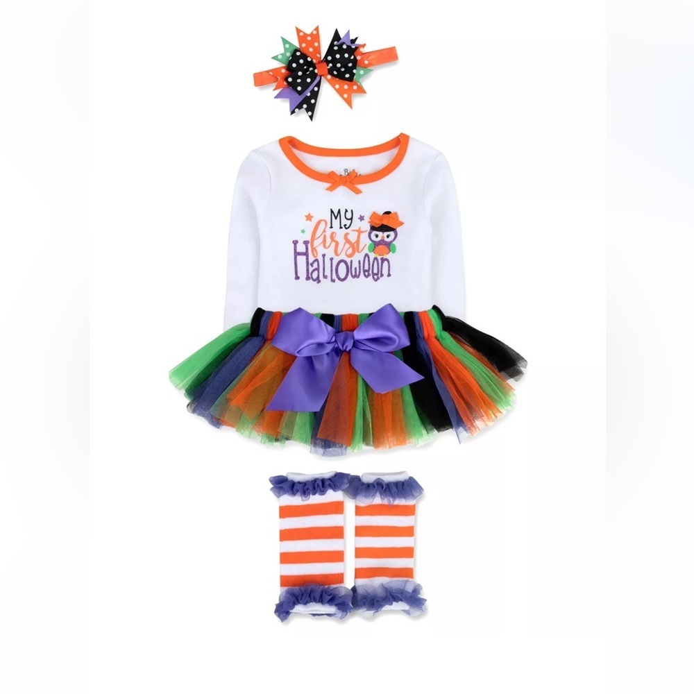 🎃Baby Girls Halloween Tutu 4 Piece Set - Picture 2 of 3